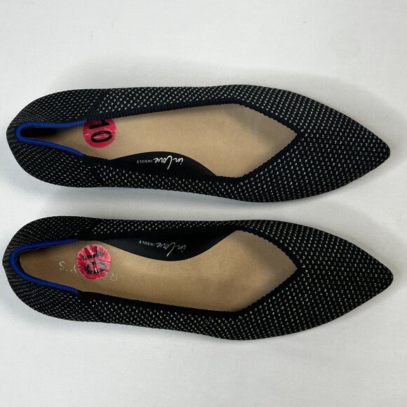 Rothys High Point Black Star Studded Woven Black Silver metallic Slip On 10 - Picture 5 of 15